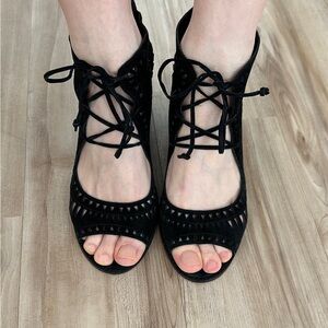 Vince Camuto Black Lace-Up Women's Boots